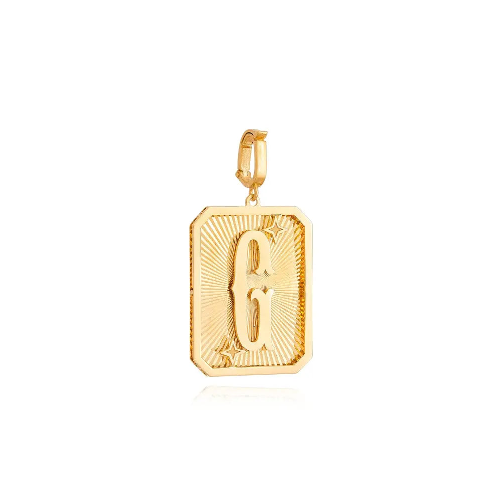 Pingente Medalha de Letra em Ouro Amarelo-JJ Diamond