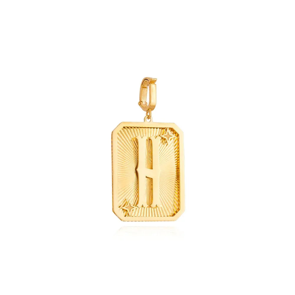 Pingente Medalha de Letra em Ouro Amarelo-JJ Diamond