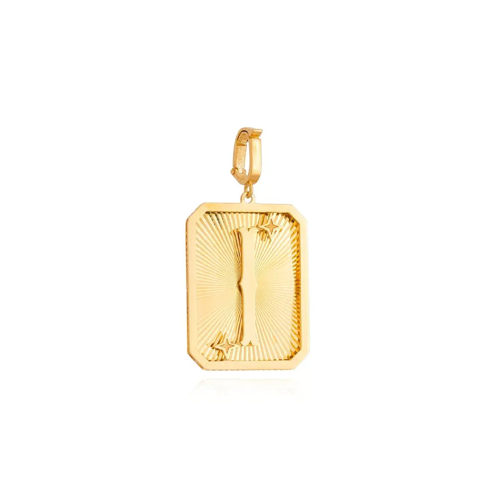 Pingente Medalha de Letra em Ouro Amarelo-JJ Diamond