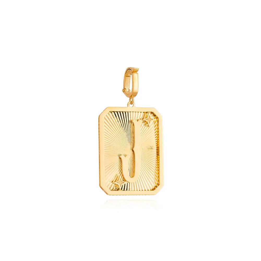 Pingente Medalha de Letra em Ouro Amarelo-JJ Diamond
