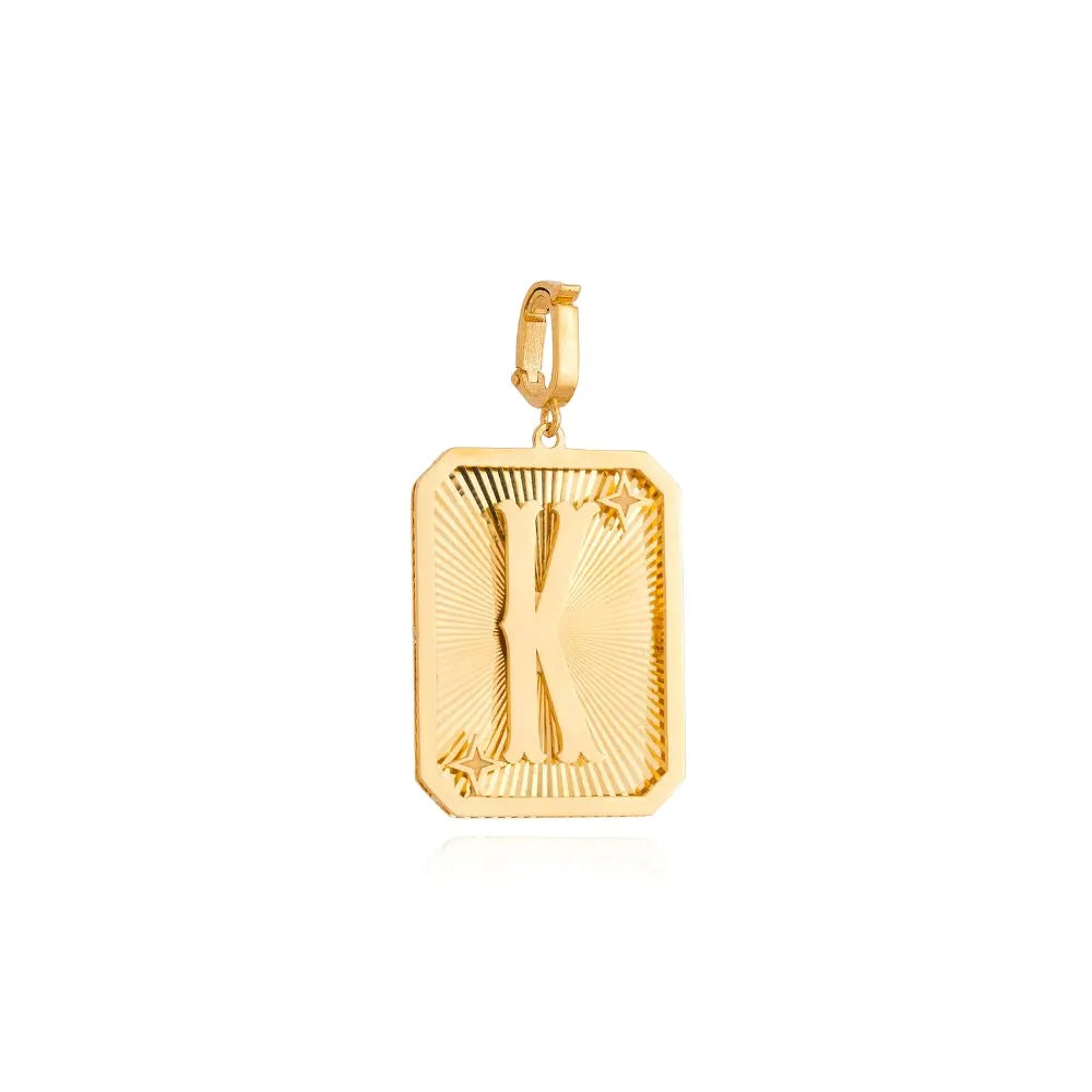 Pingente Medalha de Letra em Ouro Amarelo-JJ Diamond