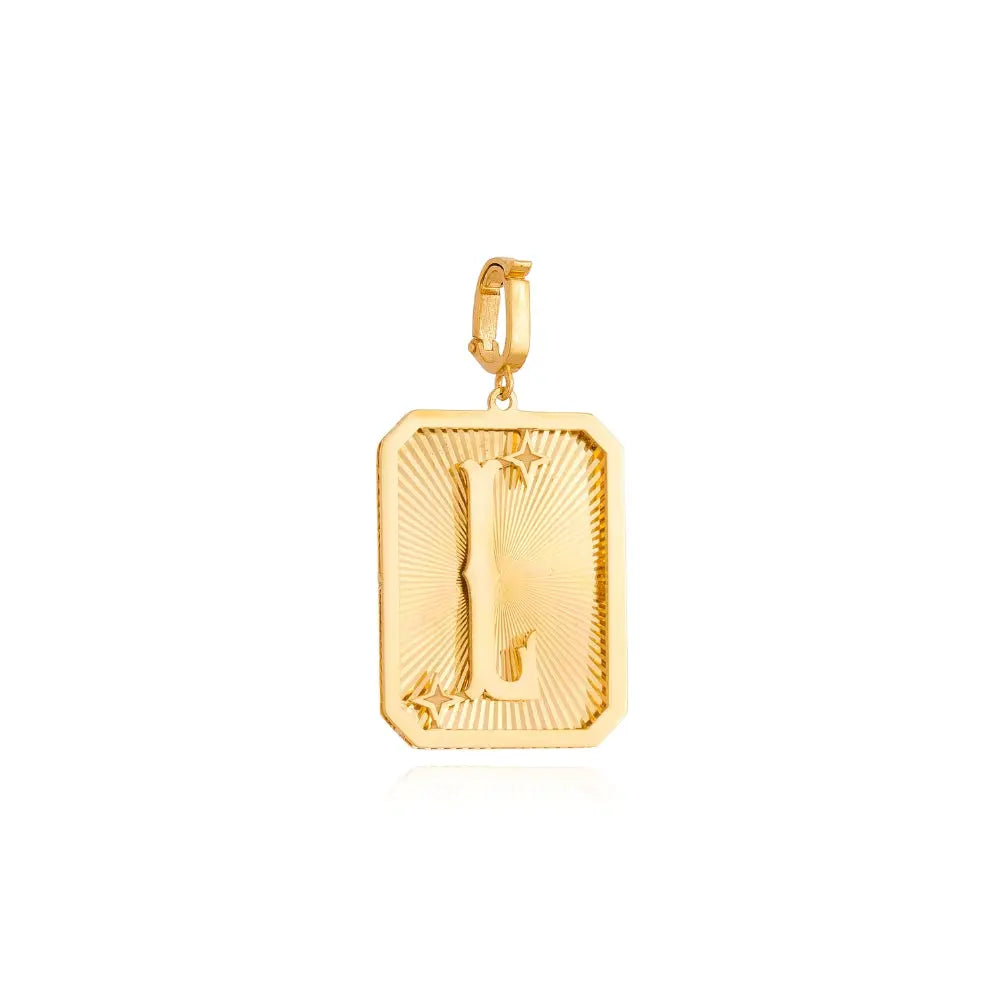 Pingente Medalha de Letra em Ouro Amarelo-JJ Diamond