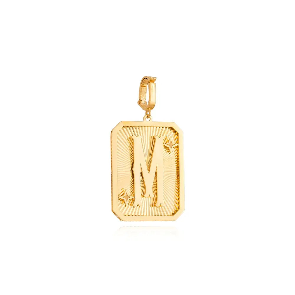 Pingente Medalha de Letra em Ouro Amarelo-JJ Diamond