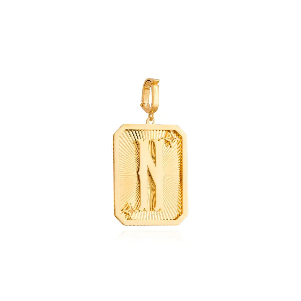 Pingente Medalha de Letra em Ouro Amarelo-JJ Diamond