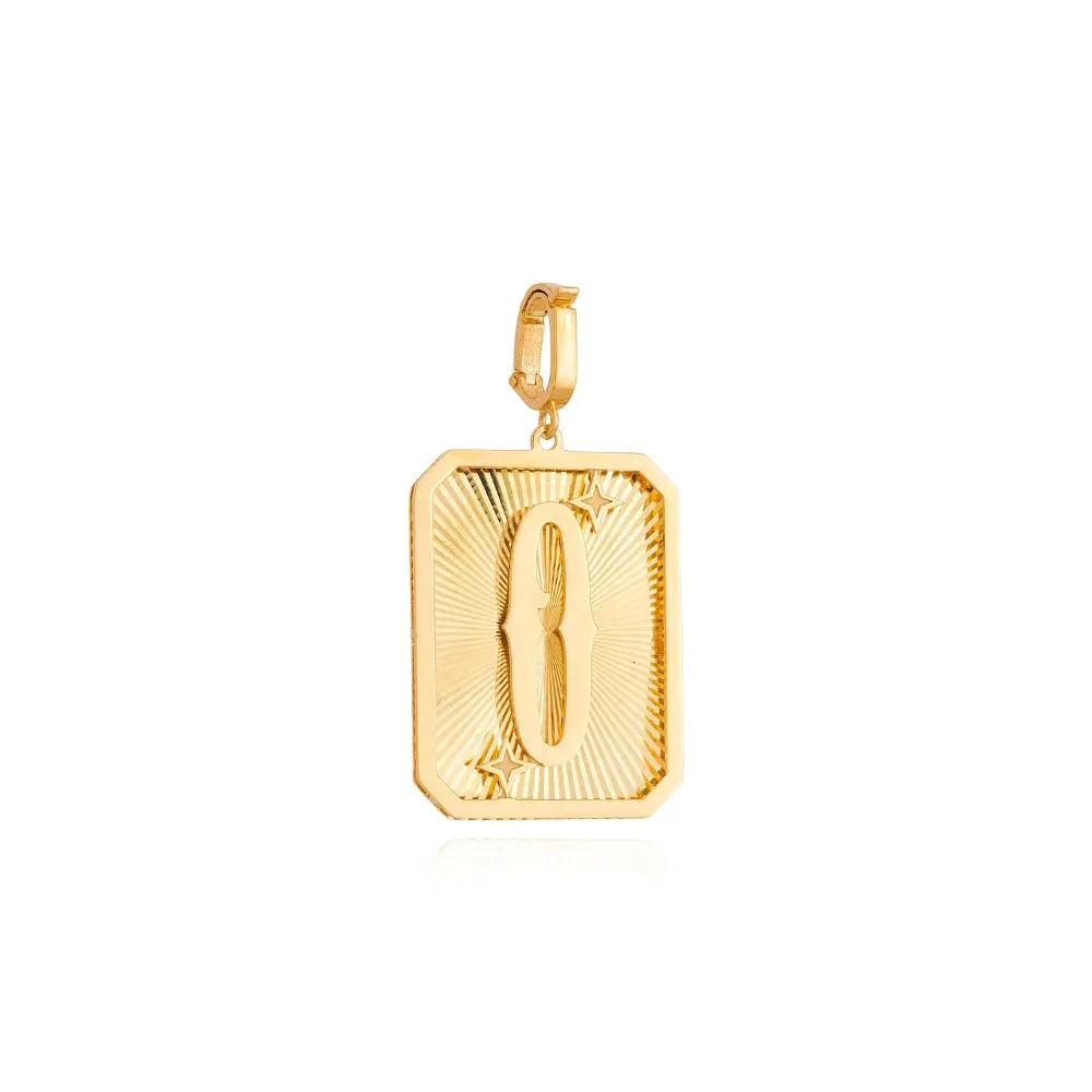 Pingente Medalha de Letra em Ouro Amarelo-JJ Diamond