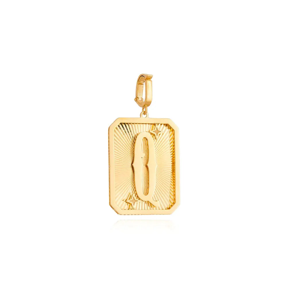 Pingente Medalha de Letra em Ouro Amarelo-JJ Diamond