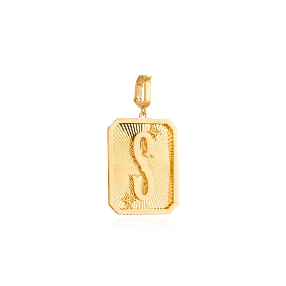 Pingente Medalha de Letra em Ouro Amarelo-JJ Diamond