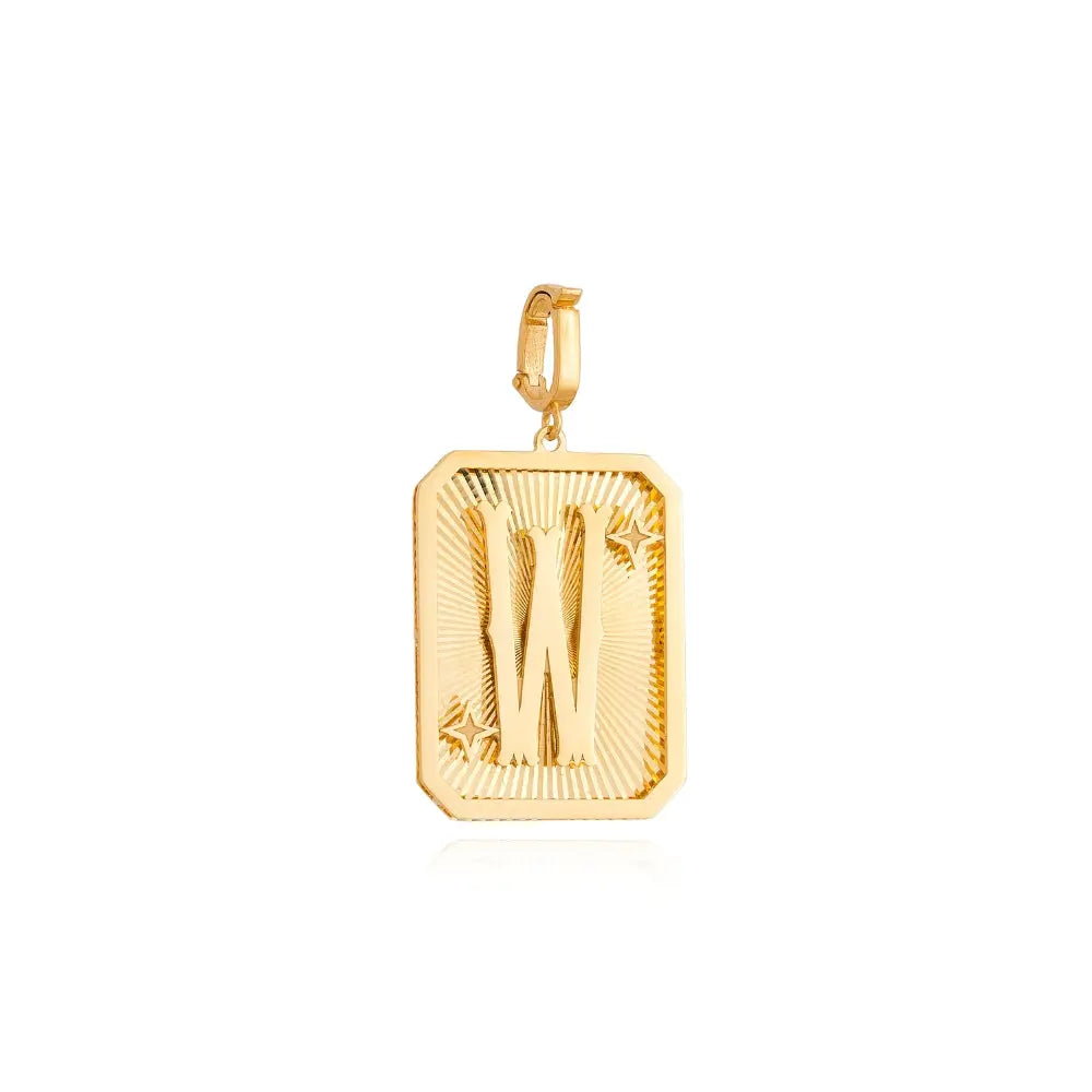 Pingente Medalha de Letra em Ouro Amarelo-JJ Diamond