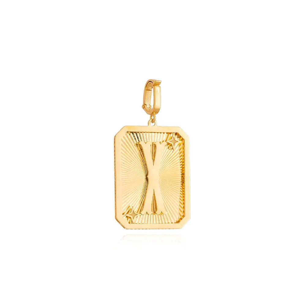 Pingente Medalha de Letra em Ouro Amarelo-JJ Diamond