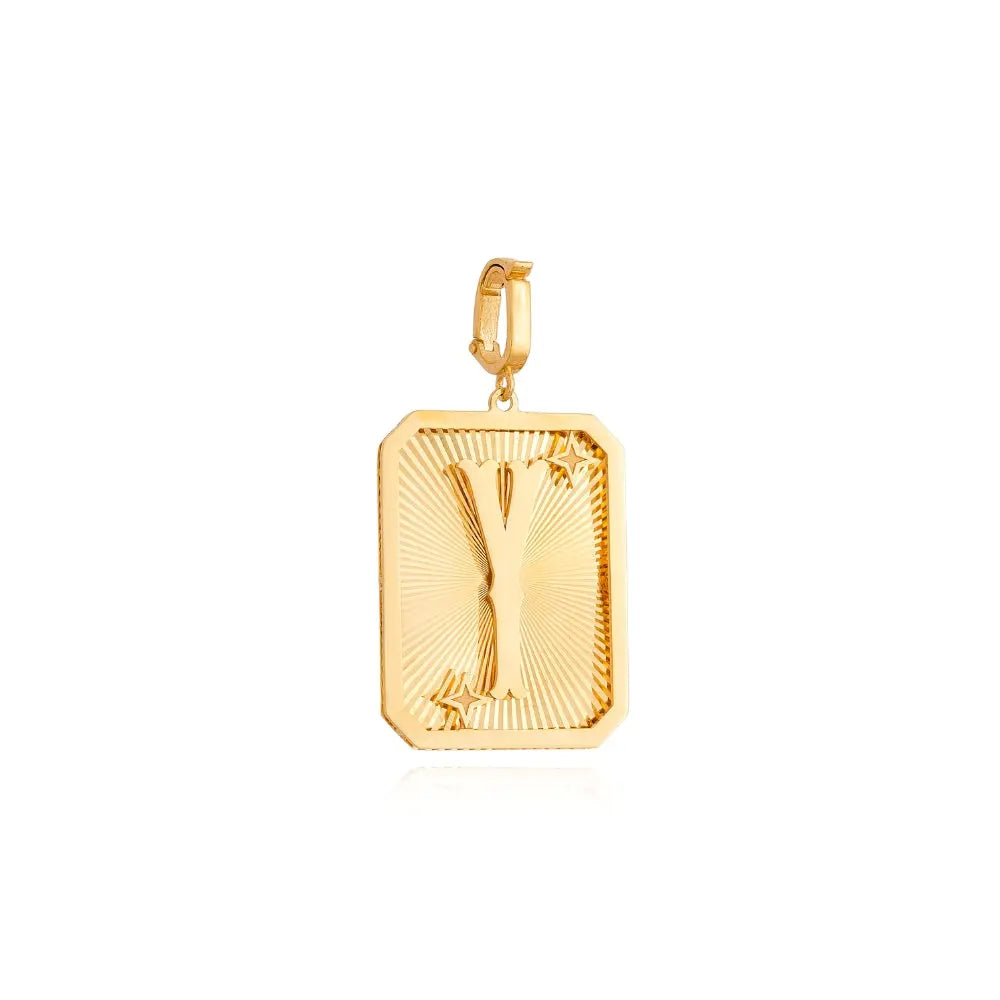 Pingente Medalha de Letra em Ouro Amarelo-JJ Diamond