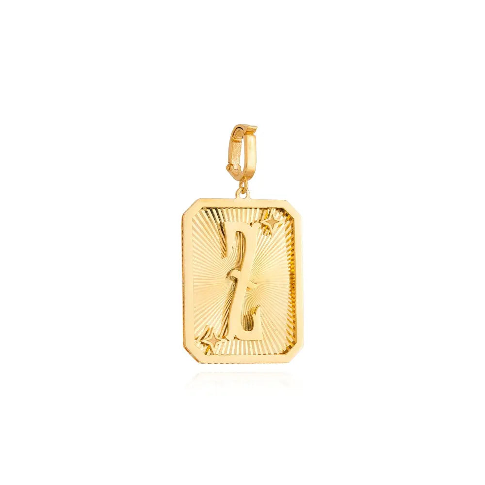 Pingente Medalha de Letra em Ouro Amarelo-JJ Diamond