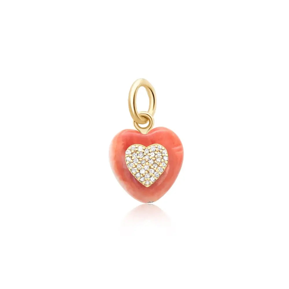  Pingente Coração Coral em Ouro Amarelo-JJ Diamond