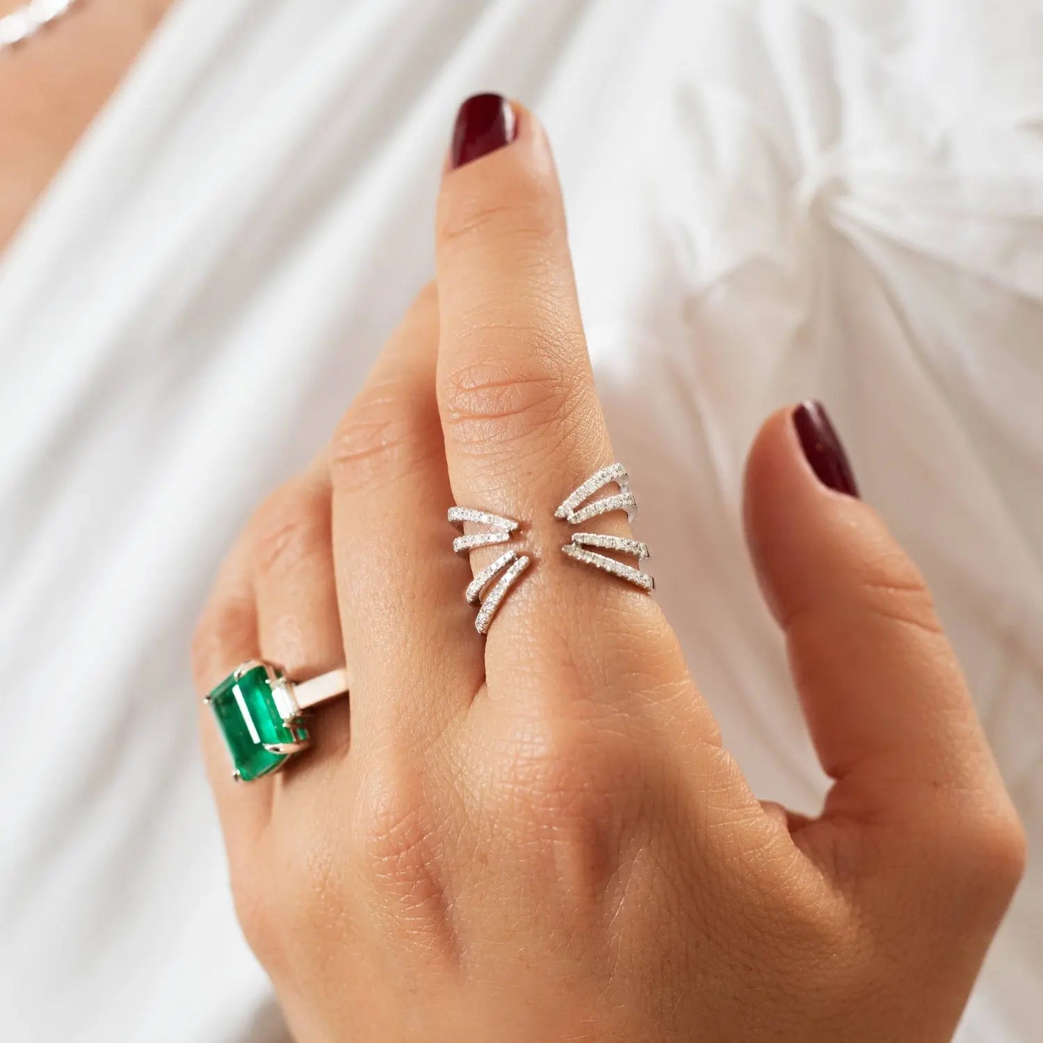 Anel Etéreo Linhas Abertas de Diamante-JJ Diamond