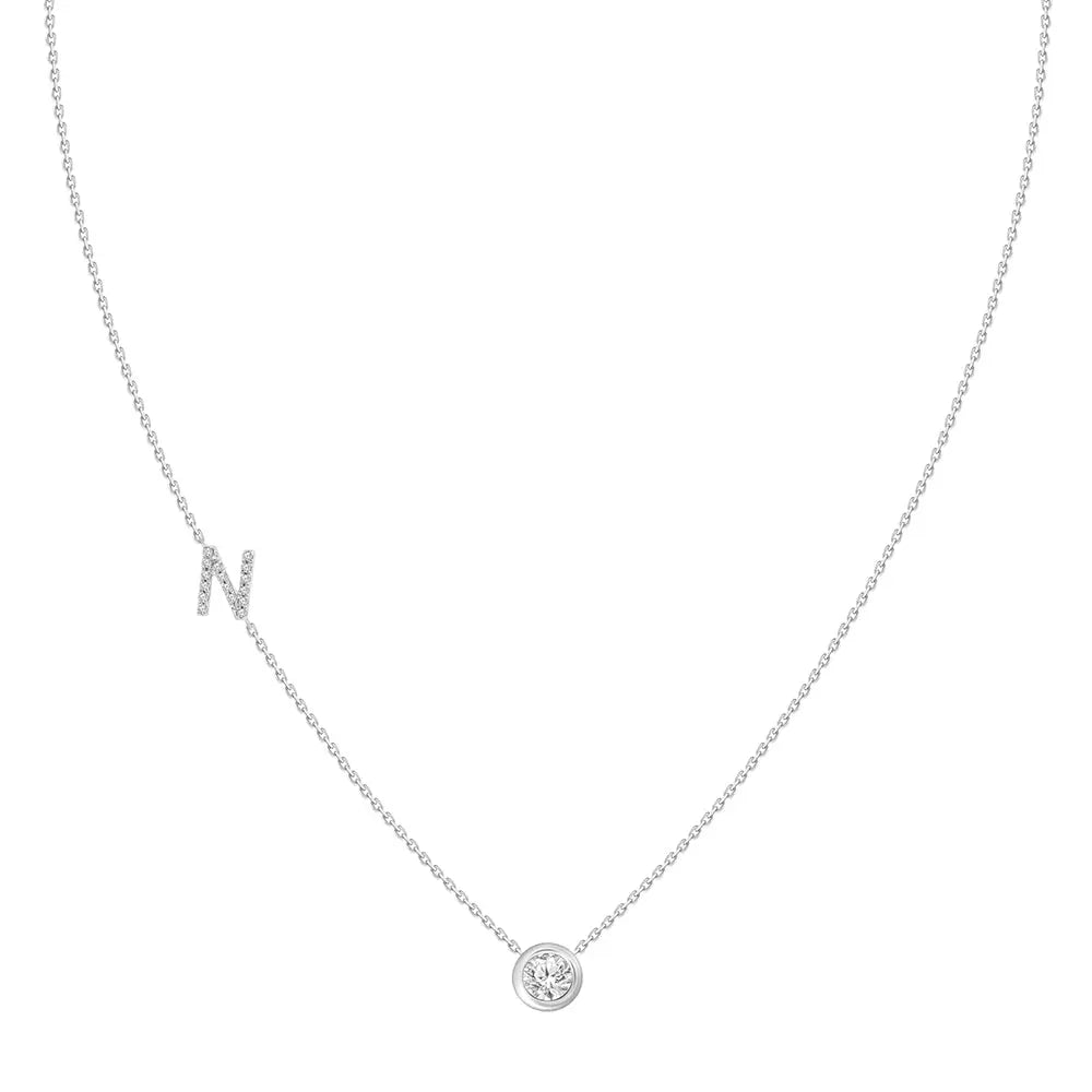 Colar com Pingente Letra de Diamante-JJ Diamond