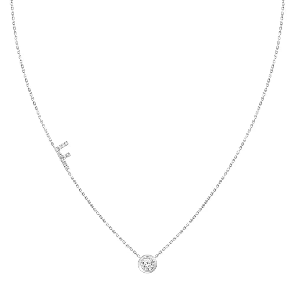 Colar com Pingente Letra de Diamante-JJ Diamond