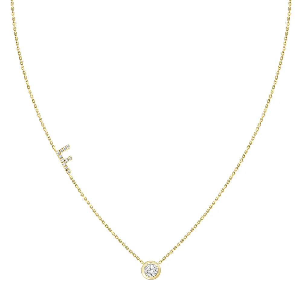 Colar com Pingente Letra de Diamante-JJ Diamond