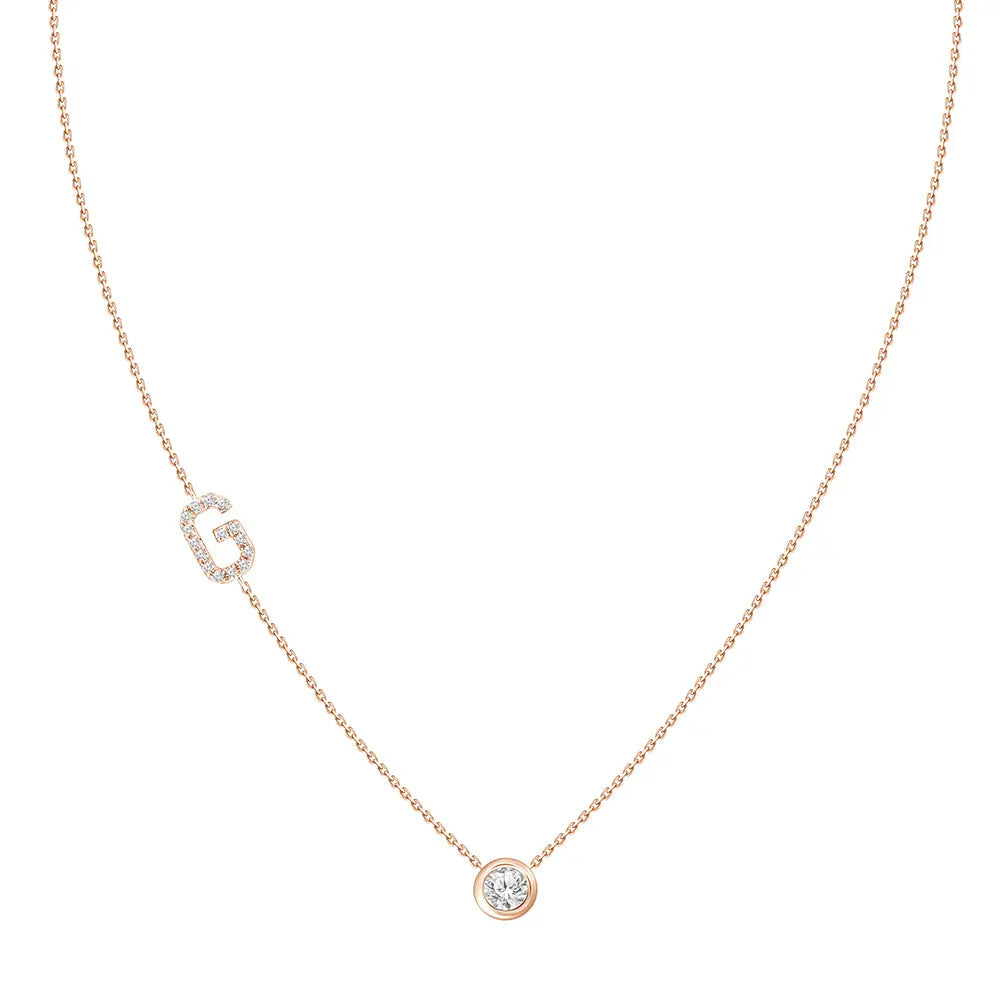 Colar com Pingente Letra de Diamante-JJ Diamond