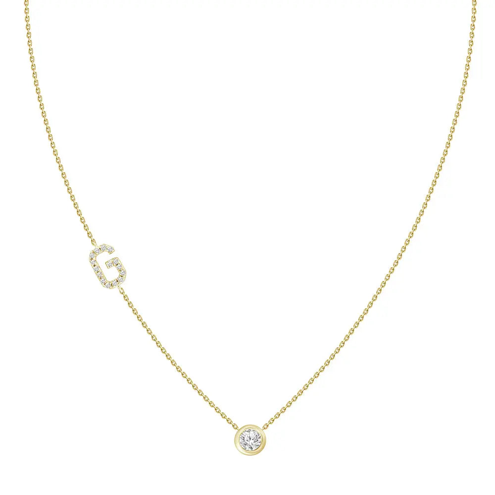 Colar com Pingente Letra de Diamante-JJ Diamond