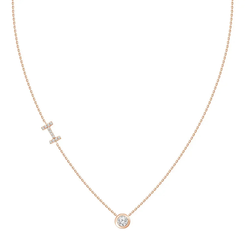 Colar com Pingente Letra de Diamante-JJ Diamond