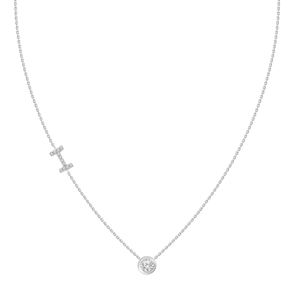 Colar com Pingente Letra de Diamante-JJ Diamond