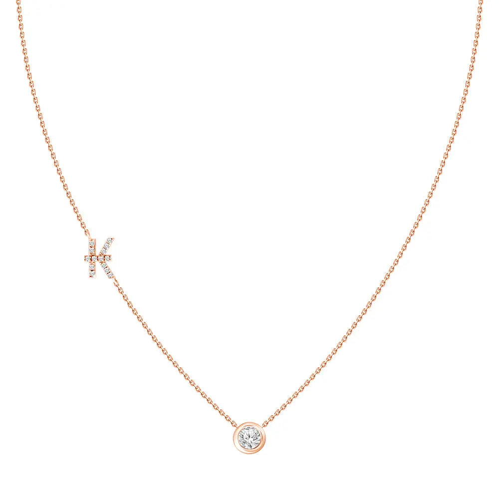 Colar com Pingente Letra de Diamante-JJ Diamond