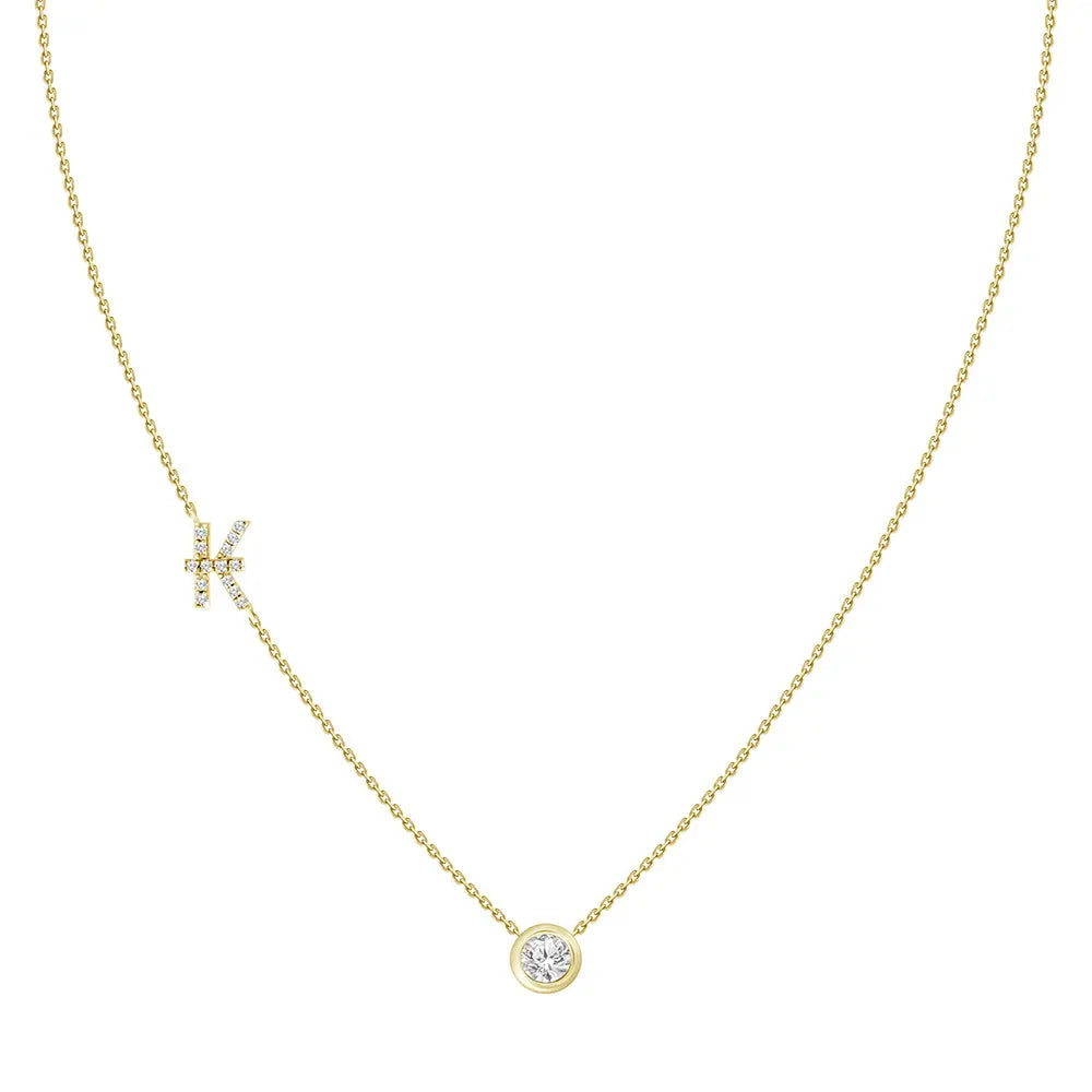 Colar com Pingente Letra de Diamante-JJ Diamond
