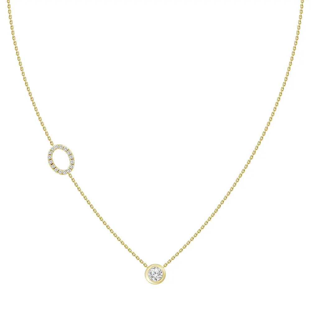 Colar com Pingente Letra de Diamante-JJ Diamond