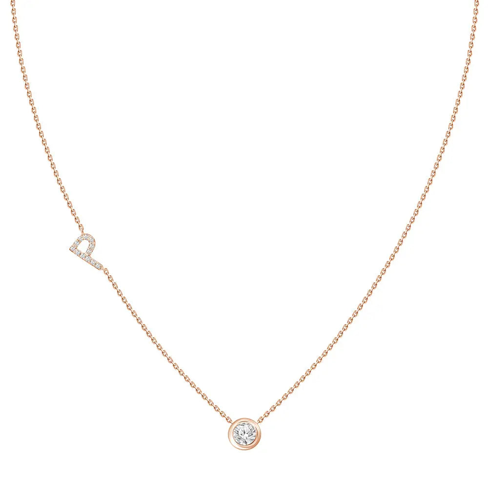Colar com Pingente Letra de Diamante-JJ Diamond