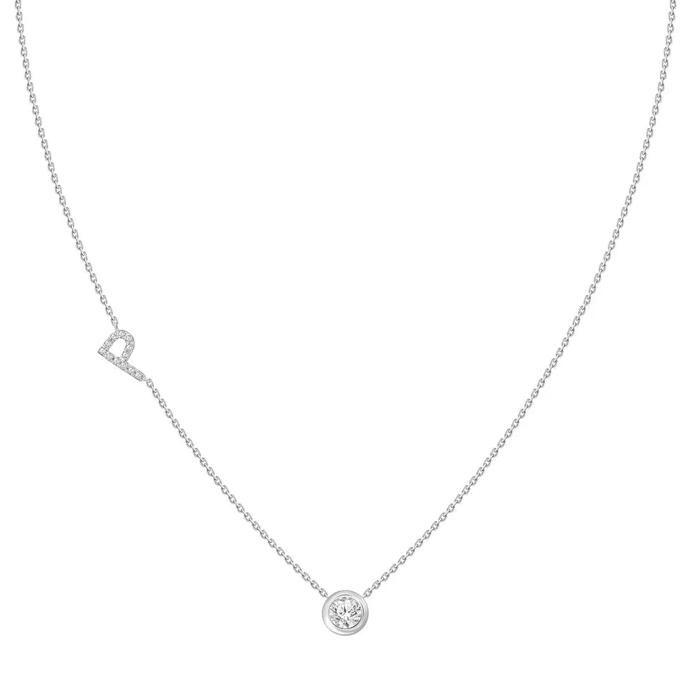 Colar com Pingente Letra de Diamante-JJ Diamond