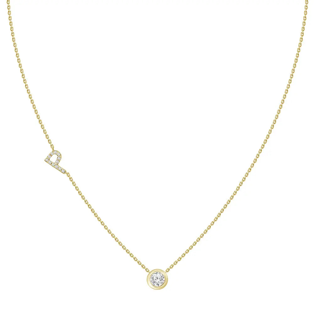 Colar com Pingente Letra de Diamante-JJ Diamond