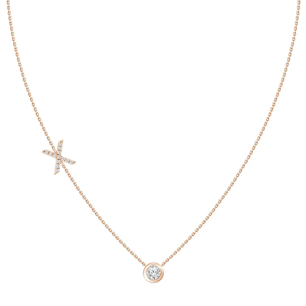 Colar com Pingente Letra de Diamante-JJ Diamond