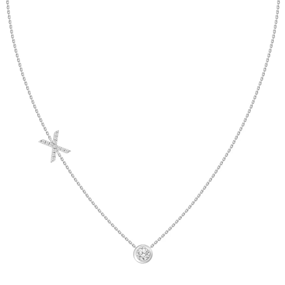 Colar com Pingente Letra de Diamante-JJ Diamond