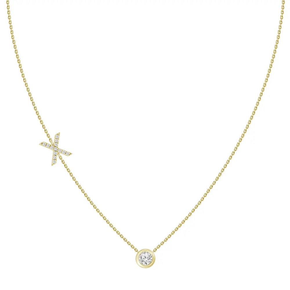 Colar com Pingente Letra de Diamante-JJ Diamond