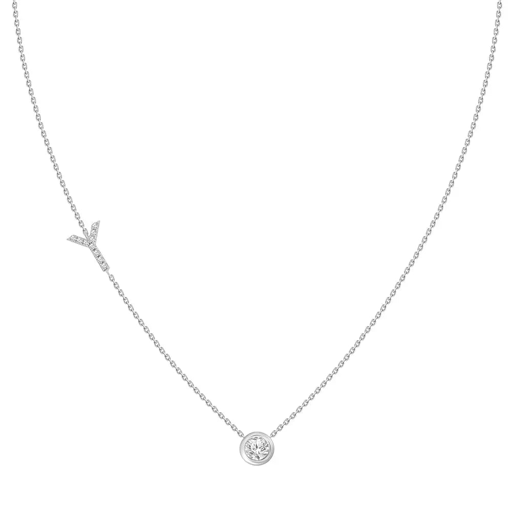 Colar com Pingente Letra de Diamante-JJ Diamond