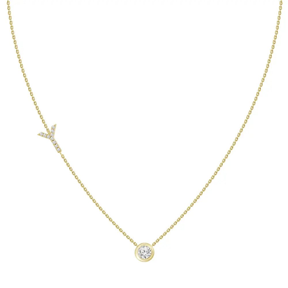 Colar com Pingente Letra de Diamante-JJ Diamond