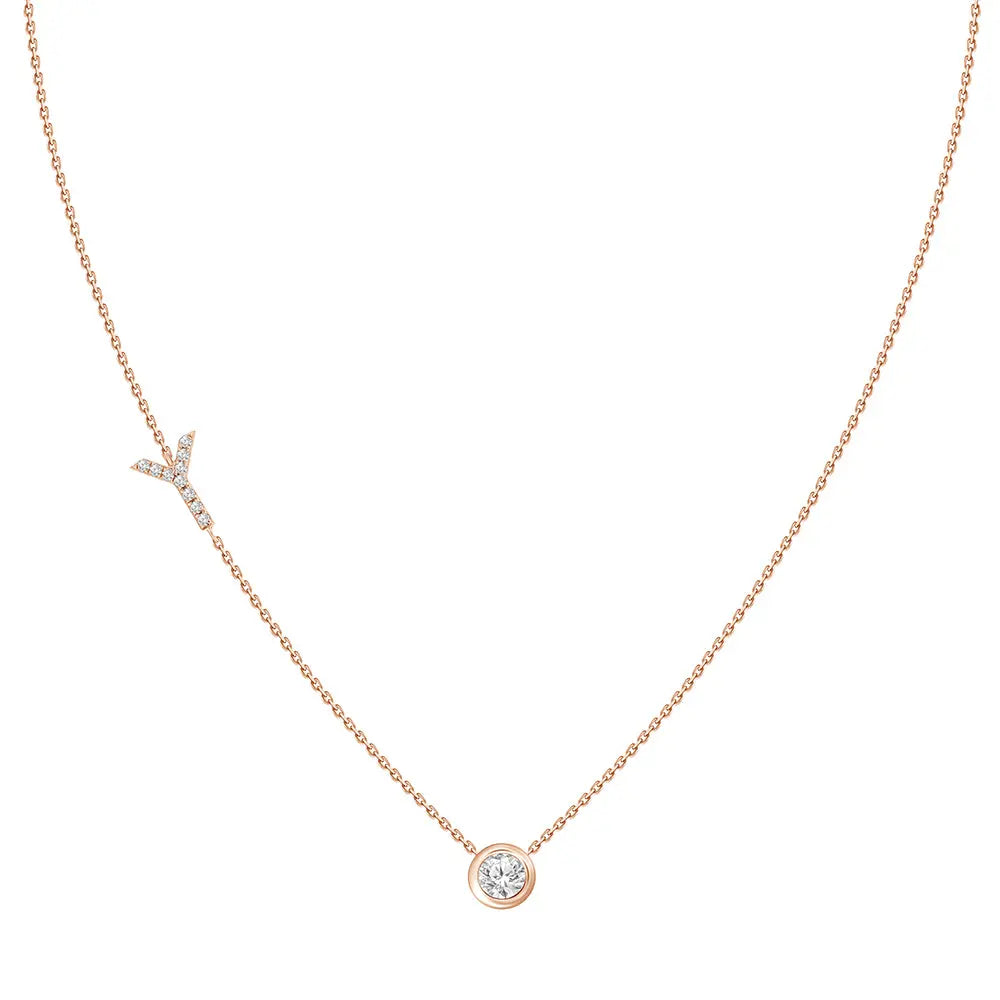 Colar com Pingente Letra de Diamante-JJ Diamond