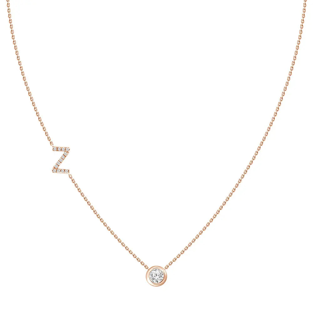 Colar com Pingente Letra de Diamante-JJ Diamond