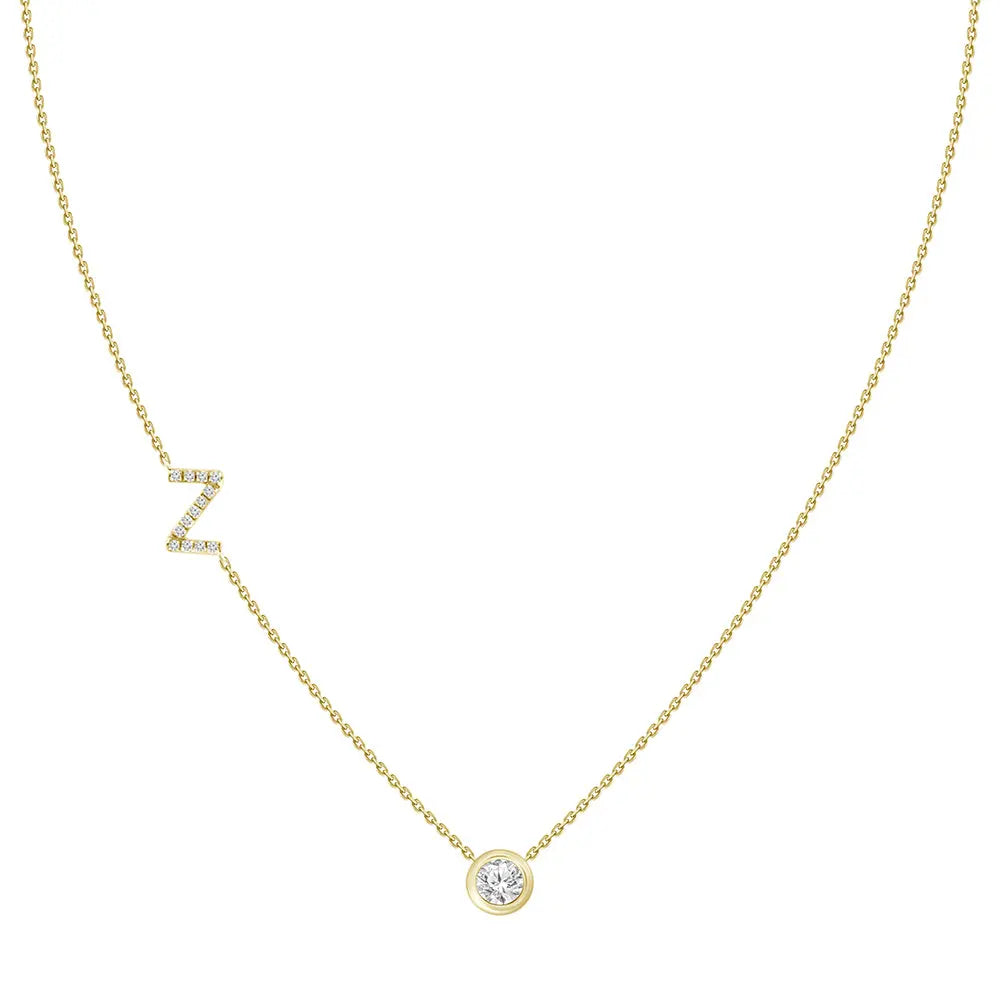 Colar com Pingente Letra de Diamante-JJ Diamond