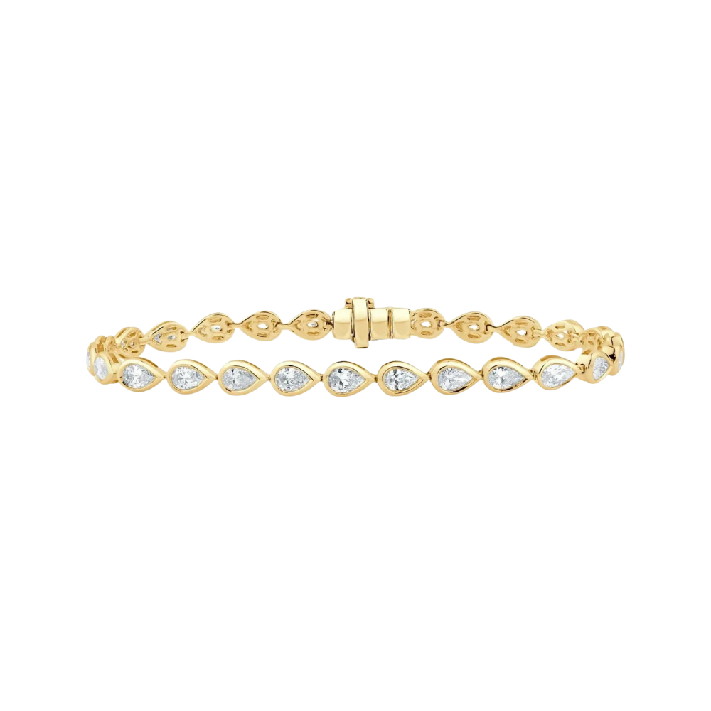 Pulseira Bezel com Diamantes Gota em Ouro Amarelo ou Branco