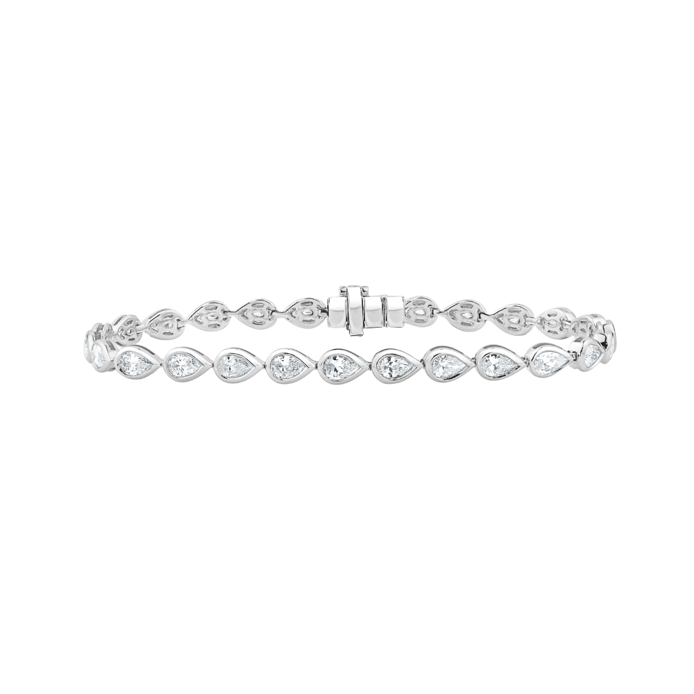 Pulseira Bezel com Diamantes Gota em Ouro Amarelo ou Branco