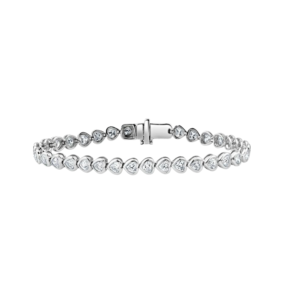 Pulseira Bezel com Diamantes Coração em Ouro - JJ Diamond