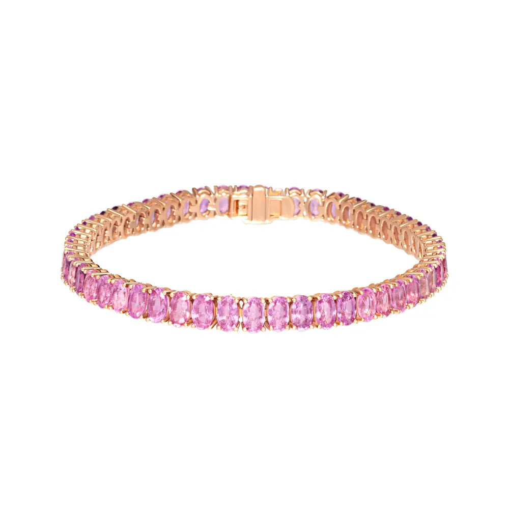 Pulseira Oval de Safira Rosa-JJ Diamond