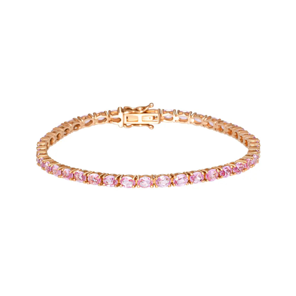 Pulseira Riviera com Safiras Rosas em Ouro Rosé - JJ Diamond
