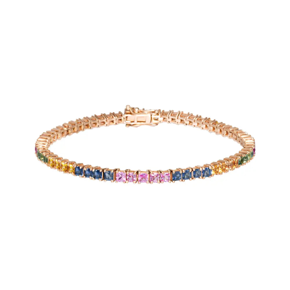 Pulseira Riviera em Safira Arco-íris-JJ Diamond