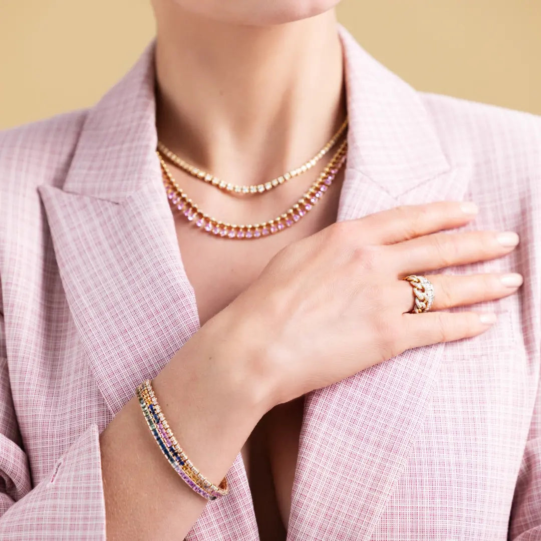 Pulseira Riviera em Safira Arco-íris-JJ Diamond