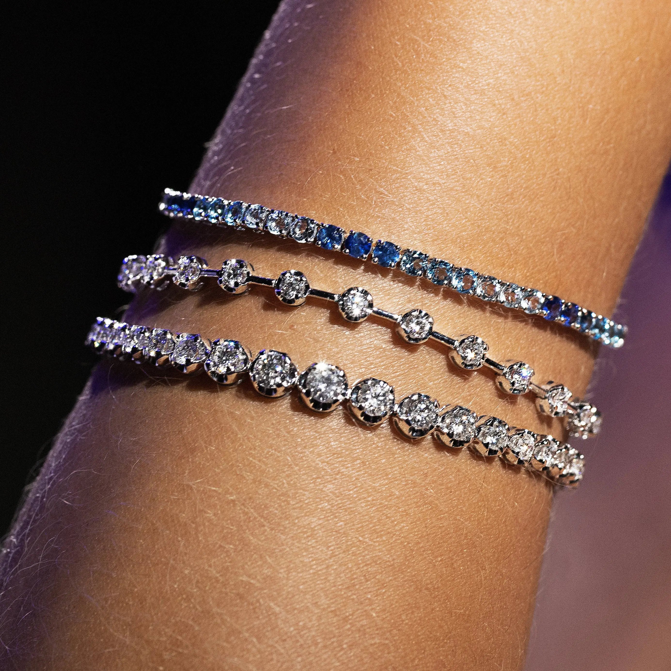 Pulseira Renata de Diamante Espaçados e Redondos-JJ Diamond