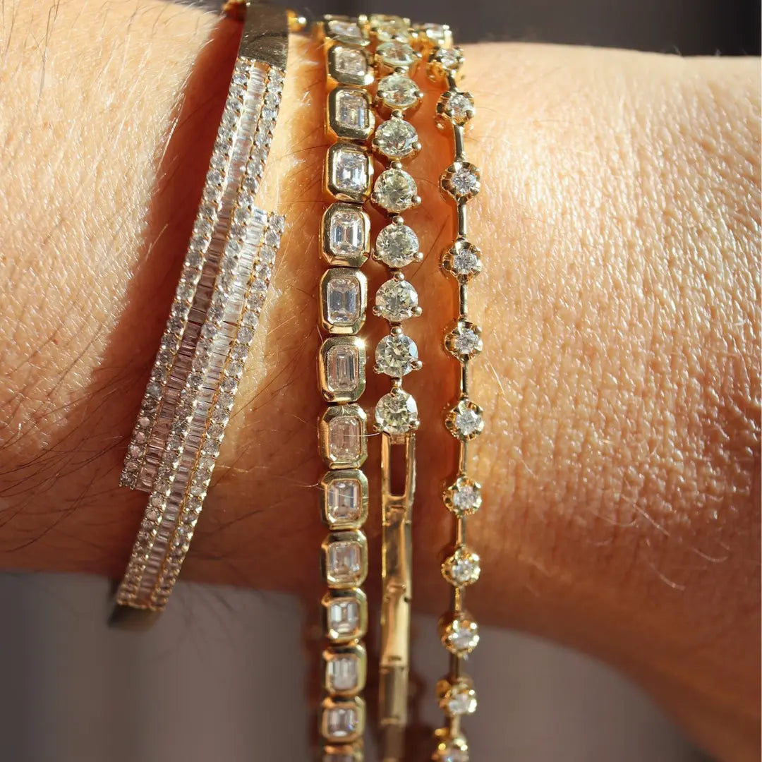 Pulseira Renata de Diamante Espaçados e Redondos-JJ Diamond