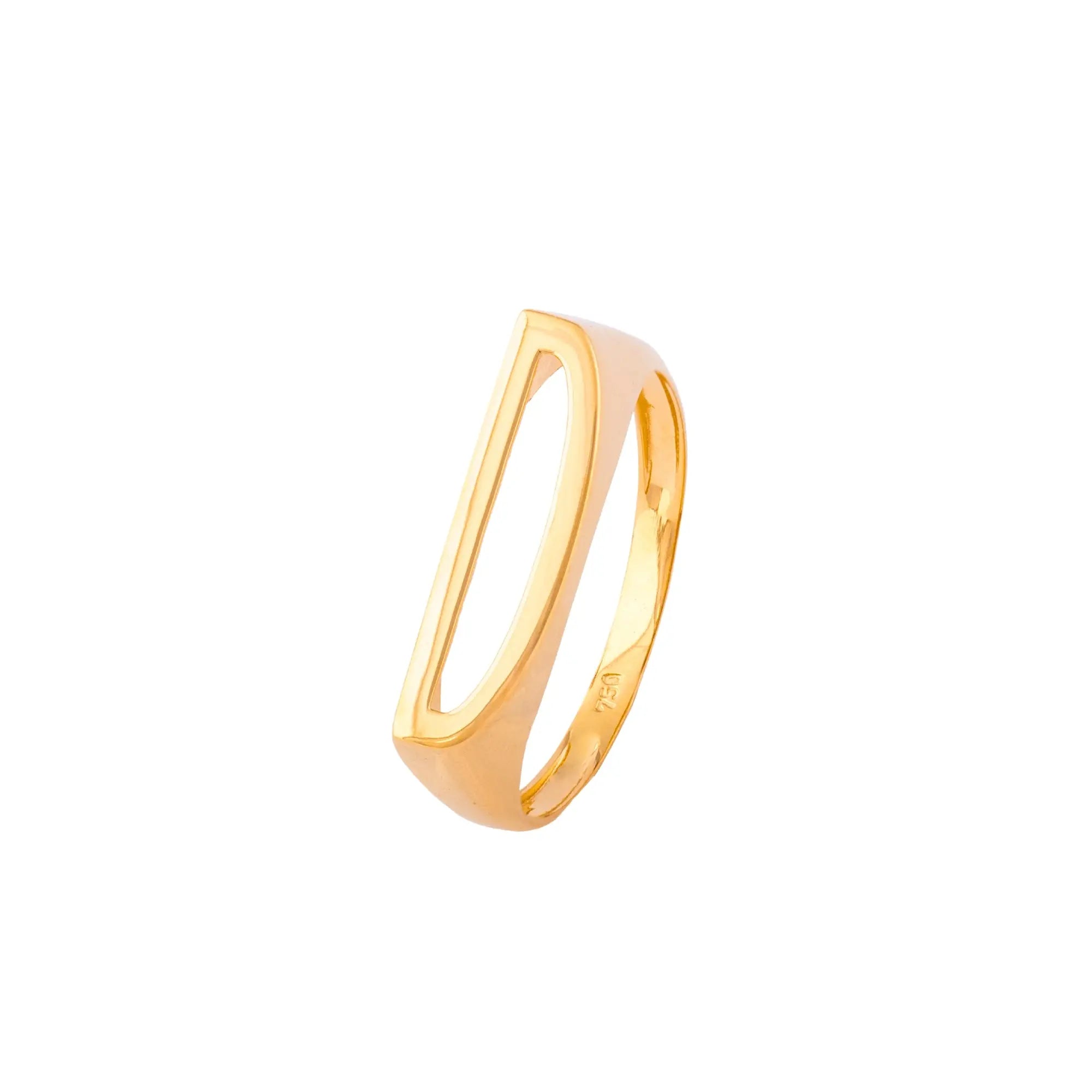 Anel Letra em Ouro Amarelo-JJ Diamond