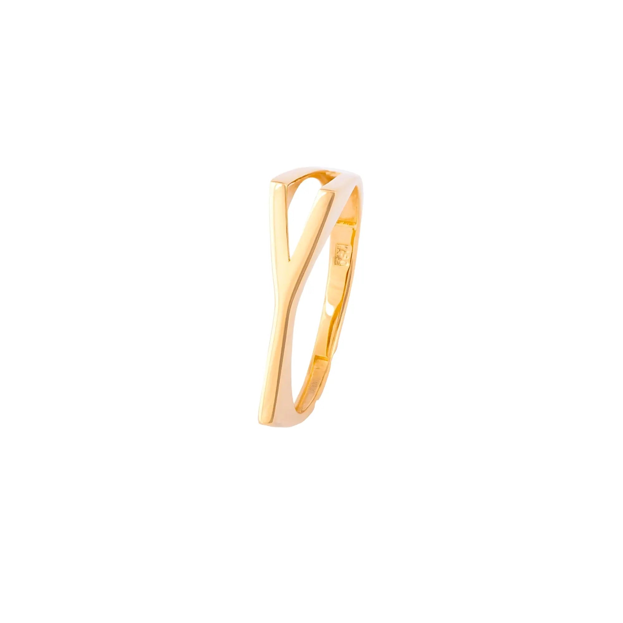 Anel Letra em Ouro Amarelo-JJ Diamond