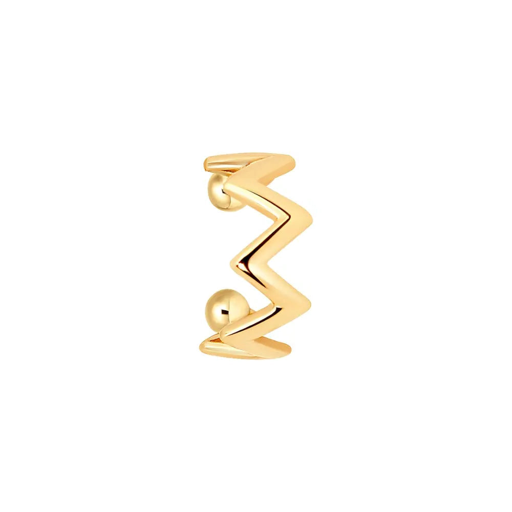 Brincos Ear Cuff Zig Zag de Ouro Amarelo-JJ Diamond